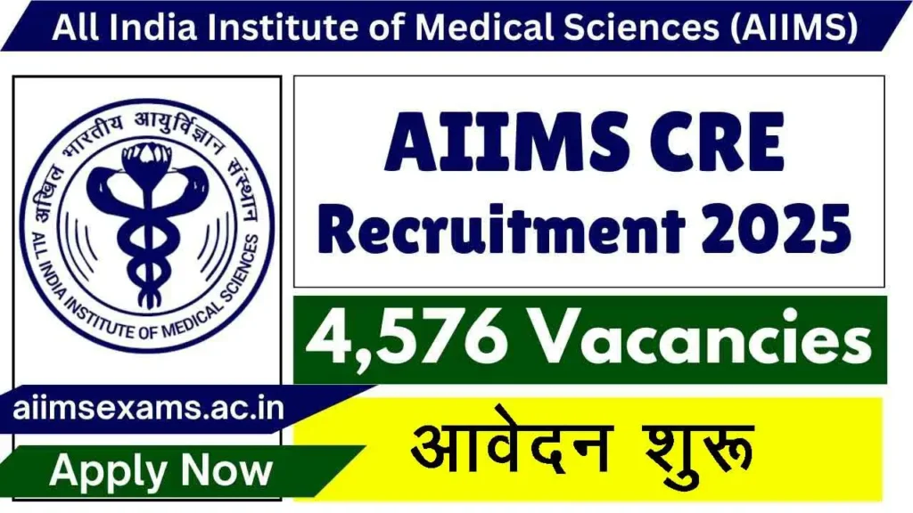 CRE AIIMS Recruitment 2025, eligibility, bharti, age limit, feees