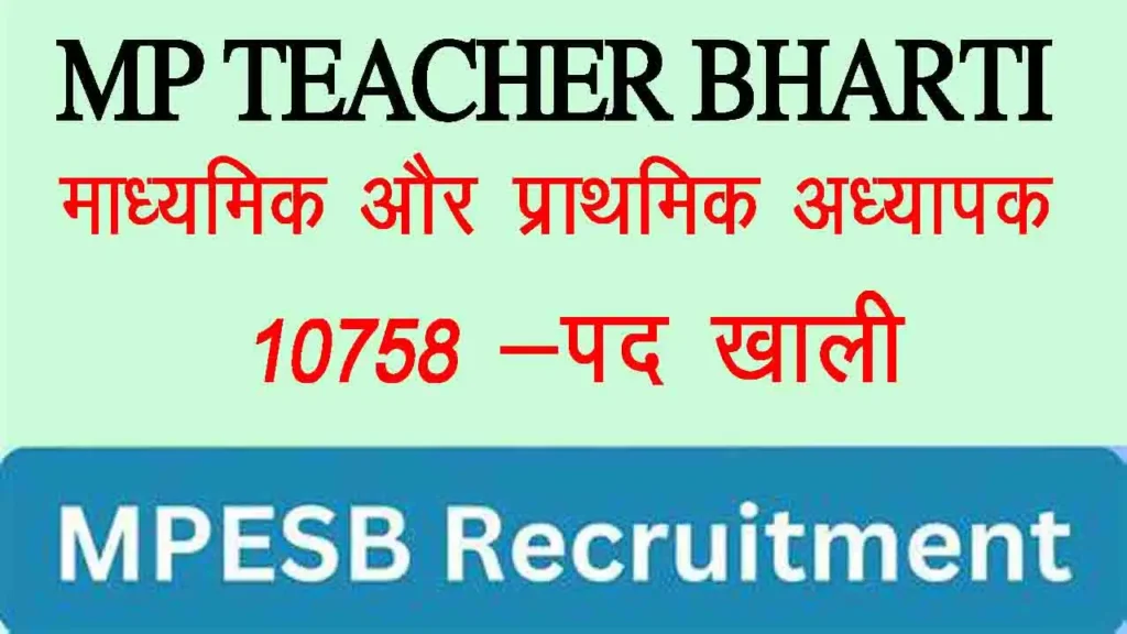 MPESB Teacher Recruitment 2025, Middle & Primary Teacher Vacancy