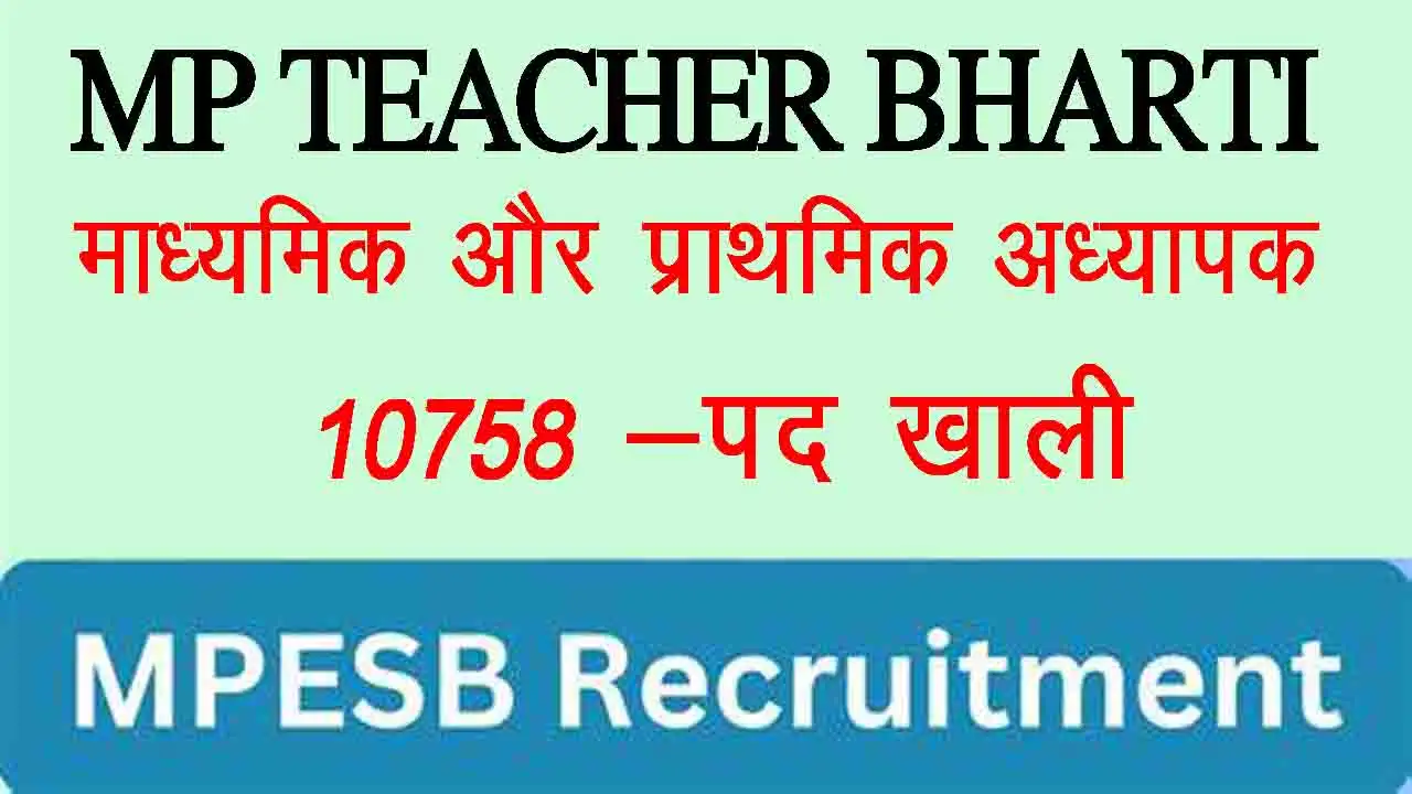MPESB Teacher Recruitment 2025, Middle & Primary Teacher Vacancy