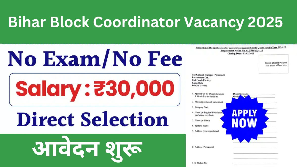 Bihar Block Coordinator Vacancy 2025